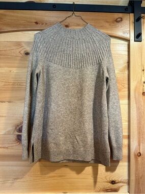 Anthropologie Ribbed Yoke Cowl Sweater - Taupe
